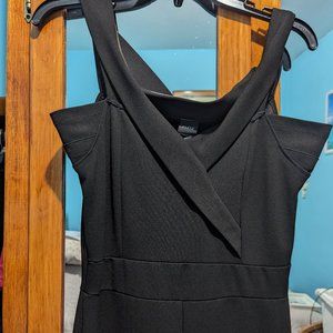 jumpsuit tuxedo neckline lapel black pantleg 8 underarm 17.5, Privy